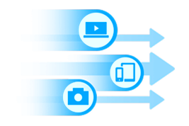 іконки пристроїв летять в заданому стрілкою напрямі